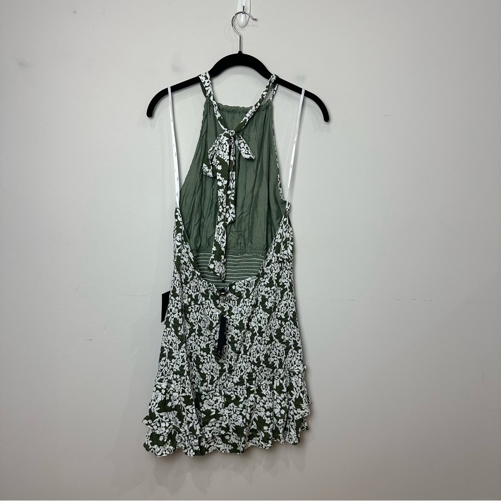 Lulus Budding Budding Palette Green Floral Smocked Halter Mini Dress - Picture 5 of 9